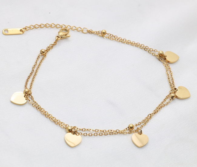 Bransoletka na nogę z serduszkami i kuleczkami 1857/24