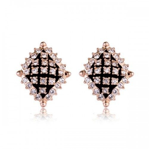 Kol  599/428 kolczyki romby cyrkonie crystal różowe złoto