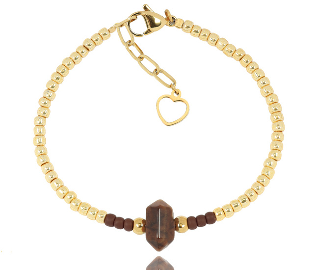 1429 bransoletka grot brązowo złota z kryształkami