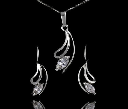 480/247 komplet srebrny z błyszczącymi cyrkoniami