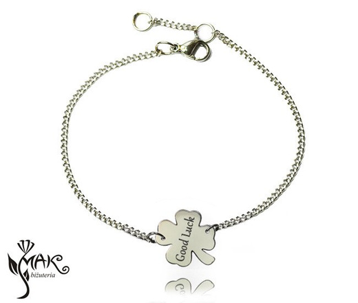 NK725 NASZYJNIK z GRAWEREM koniczynka stal piękny