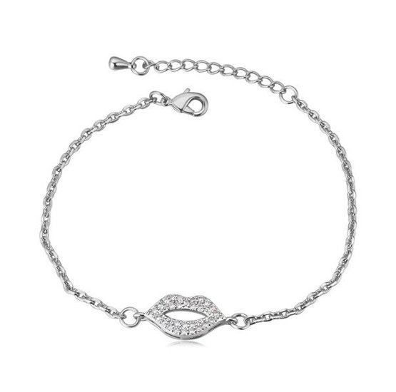 Br 599/721 bransoletka srebrna, usta wysadzane cyrkoniami