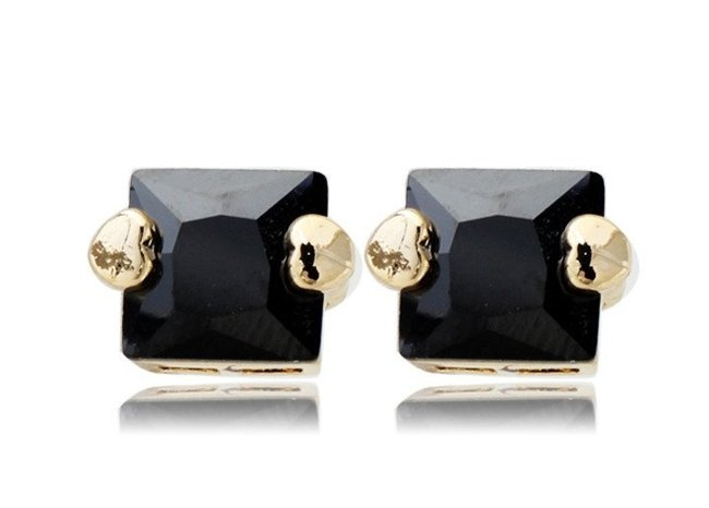 Kol  599/389 kolczyki cyrkonie czarne żółte złoto