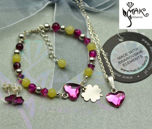 927/2 komplet Swarovski Elements srebro 925 urodziny komunia