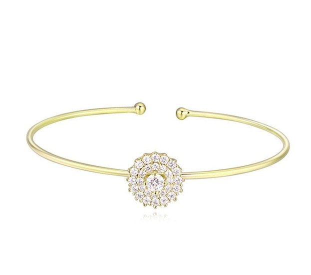 Br 599/654 BRANSOLETKA bangle żółte złoto z kółeczkiem wysadzanym cyrkoniami