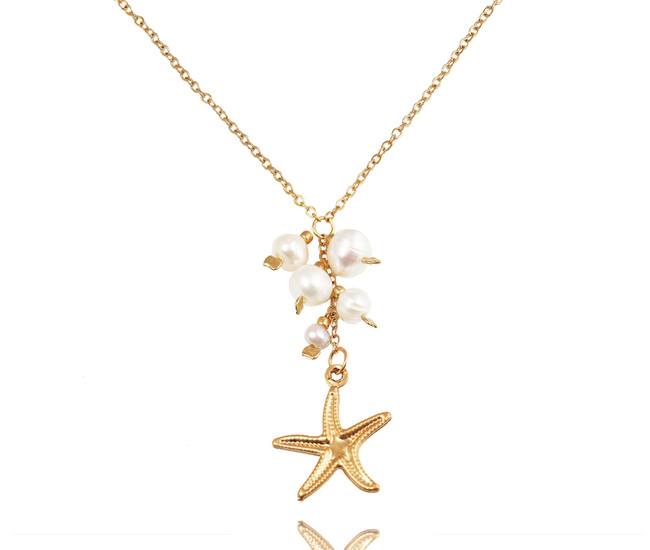 1541/2 naszyjnik złoty stalowy rozgwiazda i perła