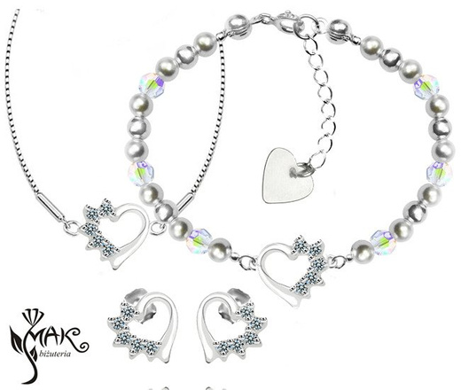 927/7 komplet Swarovski Elements srebro 925  urodziny komunia