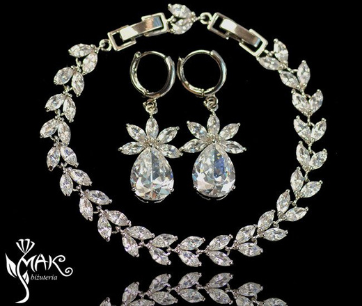 Kpl879 komplet ślubny, biżuteria ślubna z cyrkoniami b599/424 k599/521