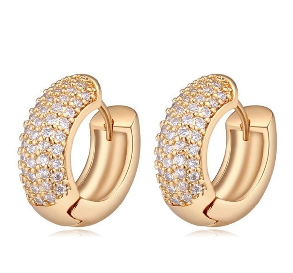 Kol  599/362 kolczyki kółeczka cyrkonie białe żółte złoto