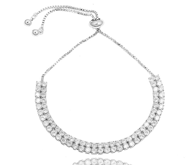 Br599/1036 bransoletka dwurzędowa z cyrkoniami srebrna