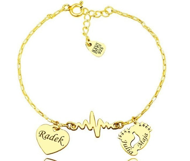 1139 Bransoletka z grawerem złota łańcuszku linia życia dwie zawieszki