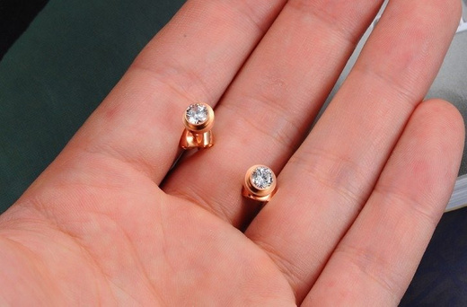 KOL 599/743 KOLCZYKI ze kółeczka stalowe złote cyrkonia