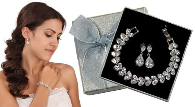 Kpl873 komplet ślubny, biżuteria ślubna z cyrkoniami b599/427  k599/87