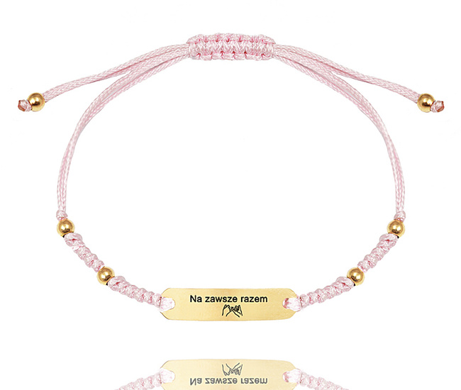 1638/7 bransoletka stalowa z grawerem na sznureczku