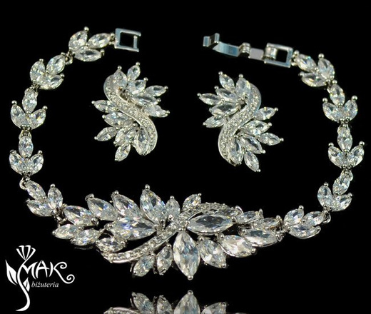 Kpl860 komplet ślubny, biżuteria ślubna z cyrkoniami k599/564 b655/31