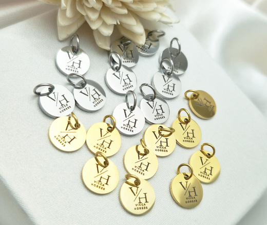 1547 Kółeczko blaszka grawerowana z logo Dla firm HURT 8 mm