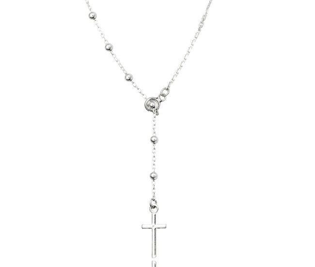 1142 łańcuszek z srebrny 925 z krzyżykiem różaniec
