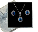 480/174  komplet srebrny z niebieską cyrkonią