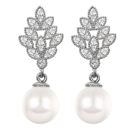 KOL 599/868 KOLCZYKI srebrne wysadzane cyrkoniami z perłą