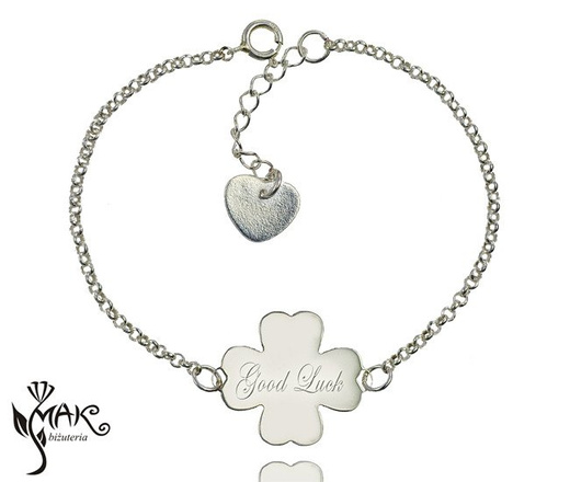 BR576/1 BRANSOLETKA Z GRAWEREM GRAWEROWANA koniczynka