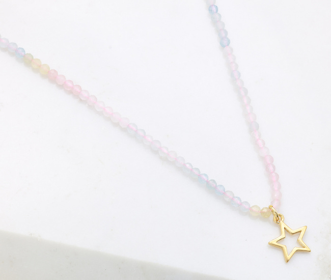 Naszyjnik z gwiazdką i kamieniami naturalnymi (morganit) 1799/9