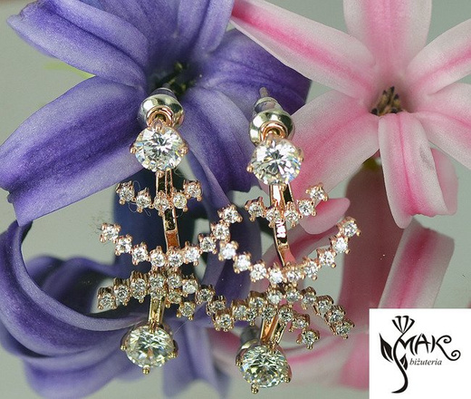 Kol 686/7 KOLCZYKI kryształy różowe złoto crystal