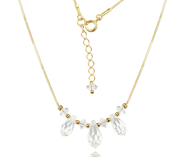 1357 naszyjnik srebrny pozłacany z kryształkami