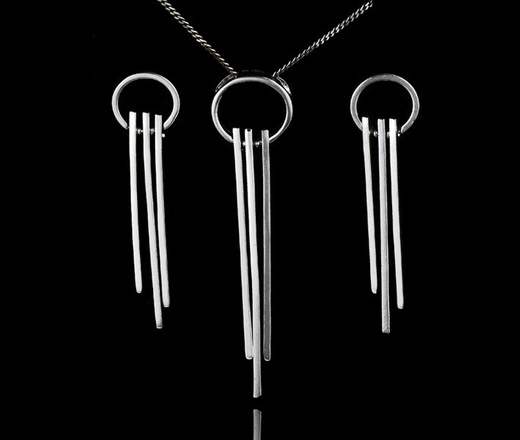 480/186 komplet srebrny kolczyki i wisiorek patyczki