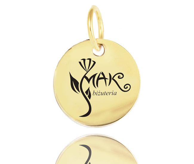 1547 Kółeczko blaszka grawerowana z logo złota stal szlachetna 10 mm Dla firm HURT