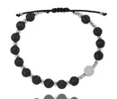 1627/5 bransoletka różaniec stal na sznureczku lawa wulkaniczna