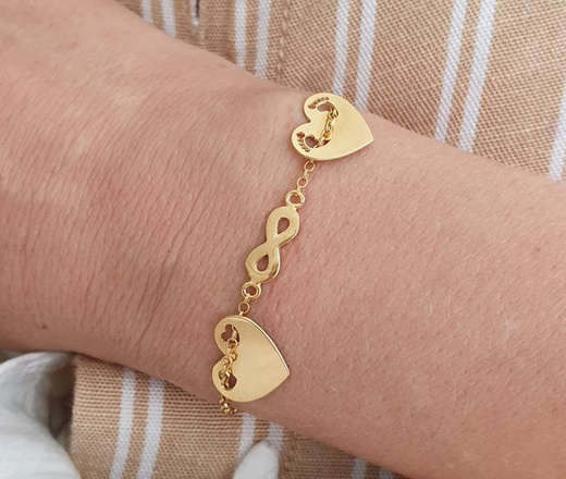 1178 bransoletka grawerowana złota srebro 925 serce Swarovski Elements infinity