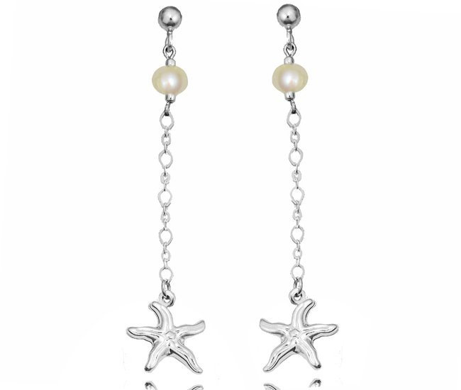 1163 Kolczyki srebrne 925 rozgwiazdy i perełki naturalne