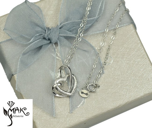 Nk922 naszyjnik połączone serduszka dla zakochanych
