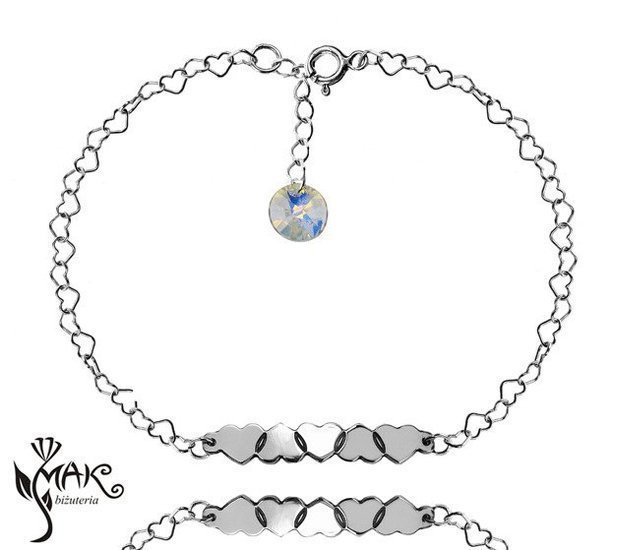 BR751 BRANSOLETKA Z GRAWEREM laser serca Swarovski Element
