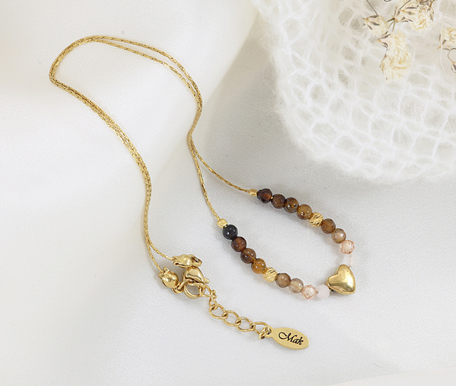 Złoty naszyjnik z brązowymi kamieniami naturalnymi  1772/1