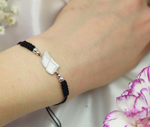 1661 bransoletka srebrna 925 książka na sznurku z grawerem