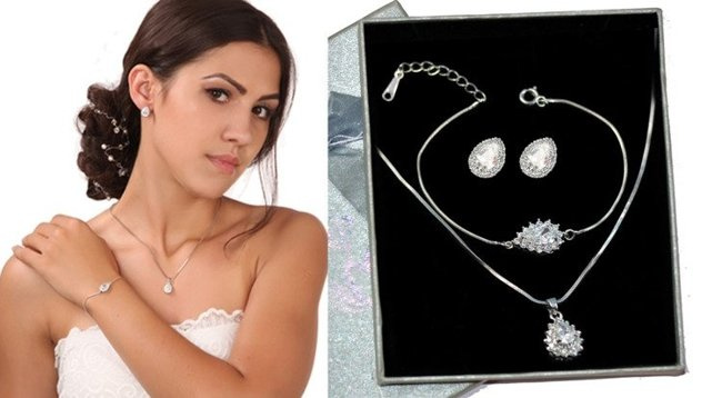 Kpl865 komplet ślubny, biżuteria ślubna z cyrkoniami b599/811 n599/814 k686/16