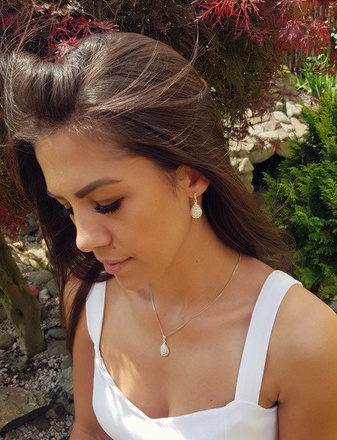 480/75 komplet srebrny łezki z cyrkoniami białymi