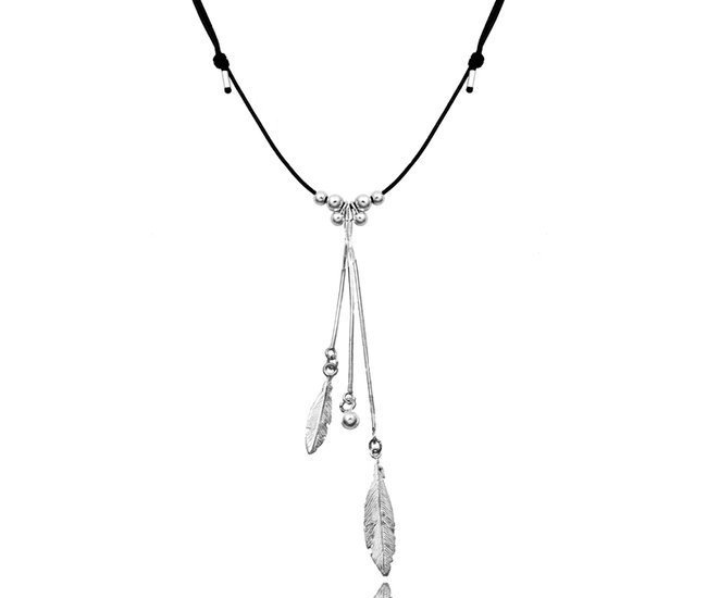 1154 Naszyjnik srebrny 925  regulowany piórka
