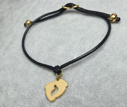 1124 bransoletka grawerowana ze złote stópki, infinity nieskończoność