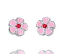 kolczyki dla dziewczynki różowe kwiatuszki z emalią 1777/1