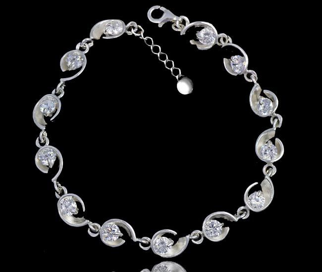 480/418 bransoletka srebrna 925 z cyrkoniami elegancka