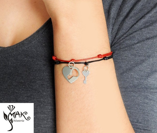 BR908 BRANSOLETKI Z GRAWEREM serce kluczyk