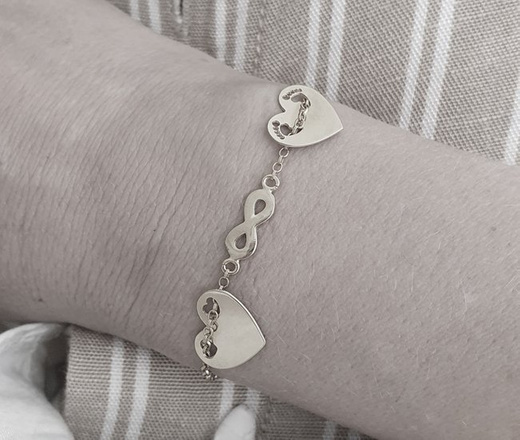 1178 bransoletka grawerowana srebro 925 serce Swarovski Elements infinity