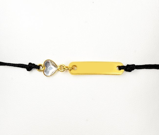 1128 BRANSOLETKA Z GRAWEREM złota sznurek serduszko Swarovski Elements