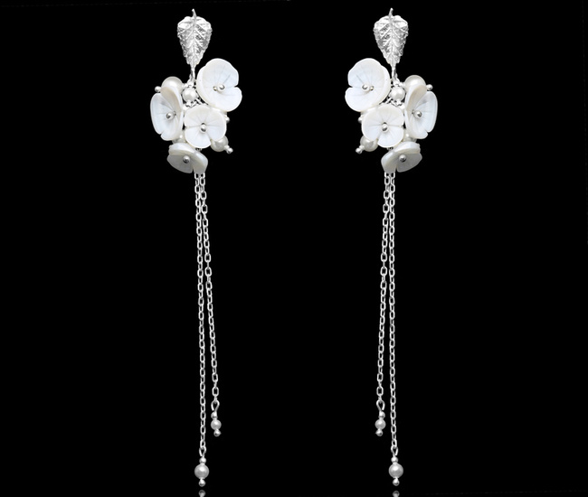 1749/2 kolczyki srebrne 925 perełki z kwiatuszkami