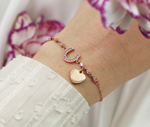 1641/5 bransoletka grawerowana srebro 925 serce podkowa