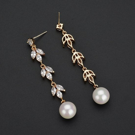 599/1077 kolczyki złocone wysadzane cyrkonia z perłą