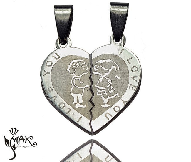 W670 Wisiorki dla zakochanych serce dzielone na pół