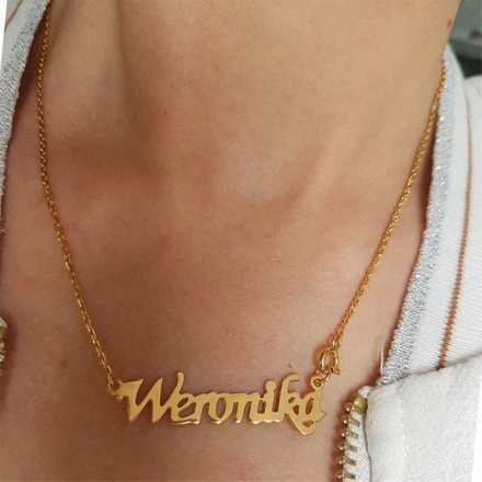 BR1066 NASZYJNIK Z IMIENIEM 100% SREBRO 925 złocone ankierka